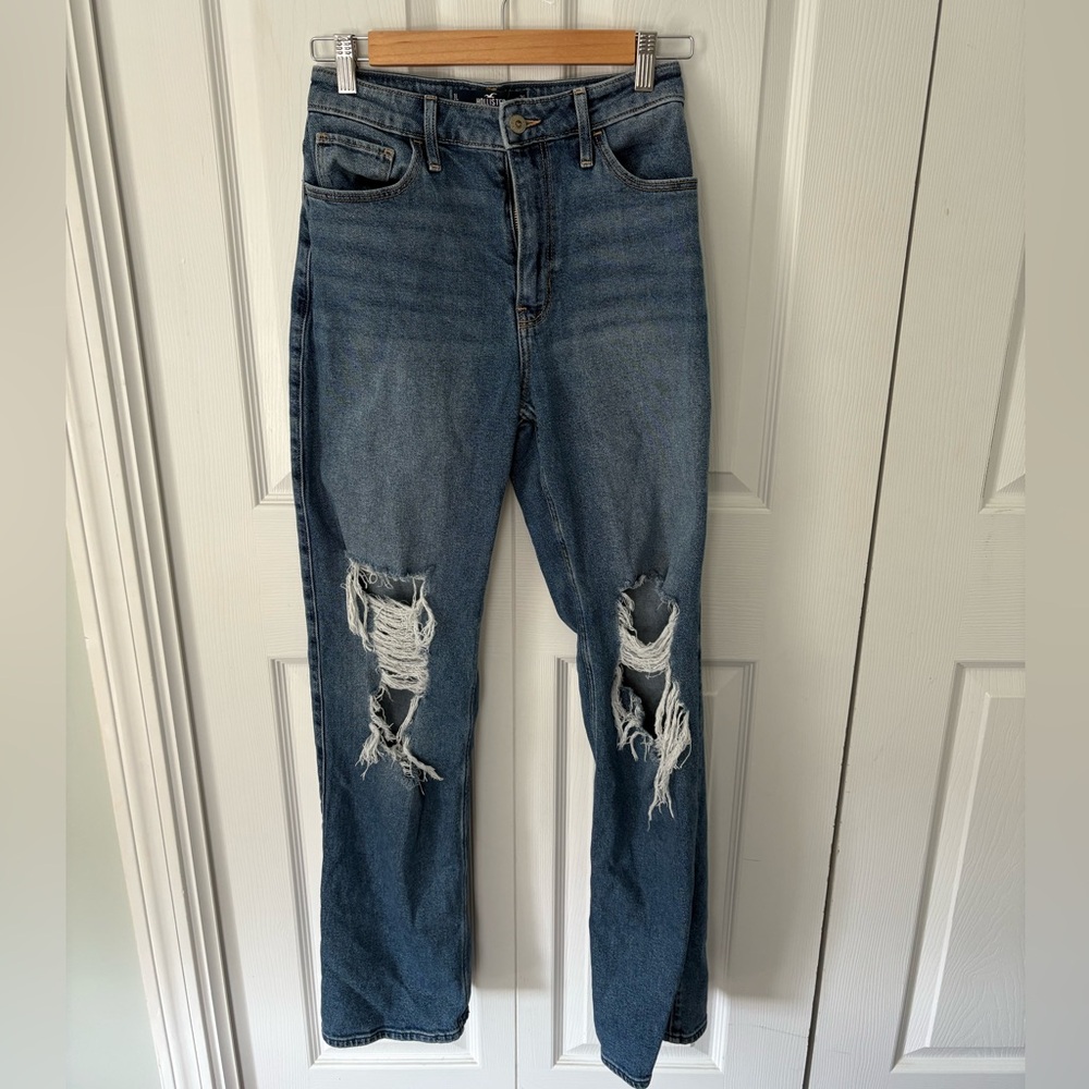 Hollister Women's Ultra High Rise Dad Jean Dark Blue